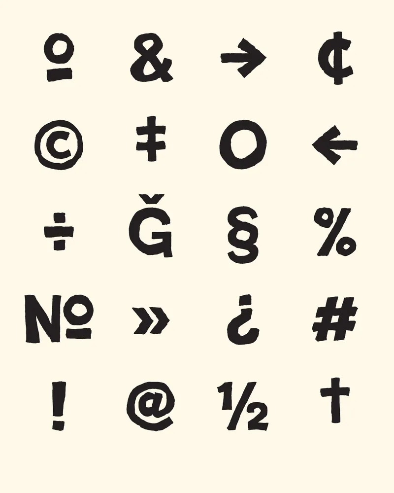 Hand-made symbol and punctuation set